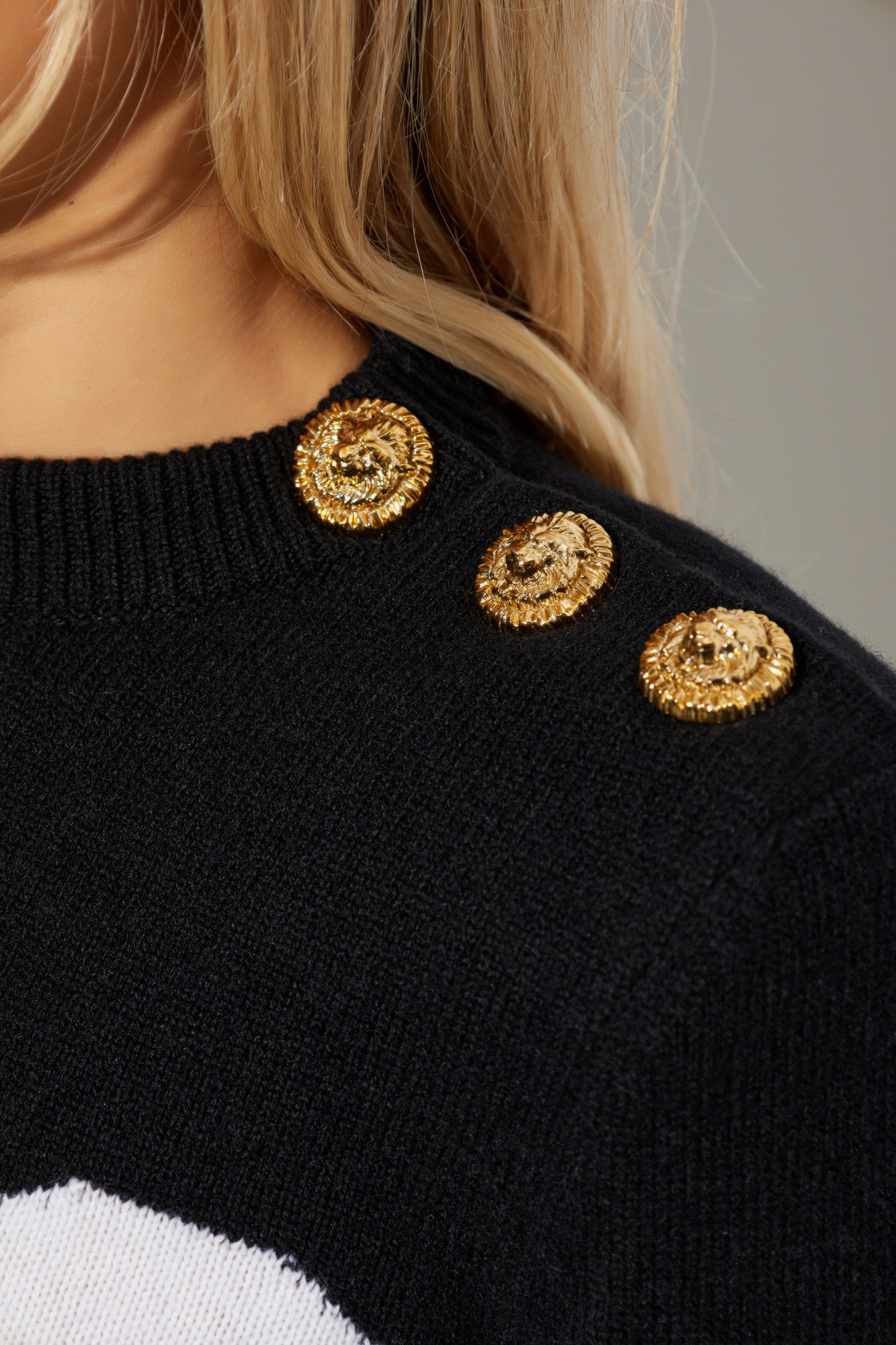 Balmain Sweater with decorative buttons on the shoulder | Women's